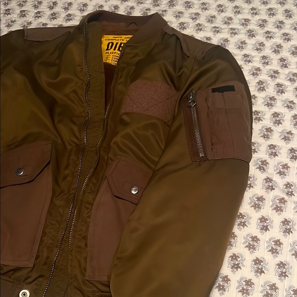 Diesel Green and Brown Bomber Jacket - Picture 4 of 5